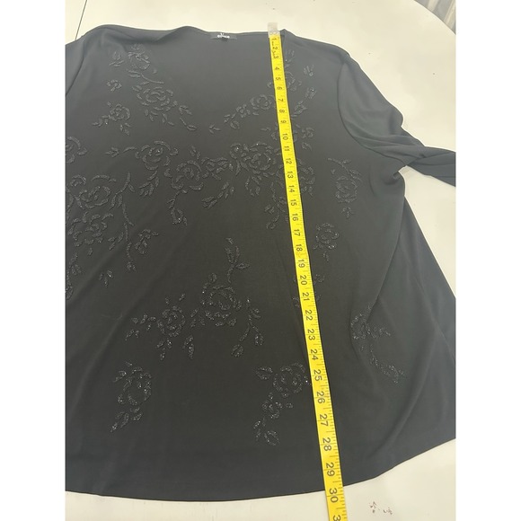 Educe Womens Black Floral Beaded Top Size 3X Stretch Disco Glam Corpcore Femme - Picture 8 of 10